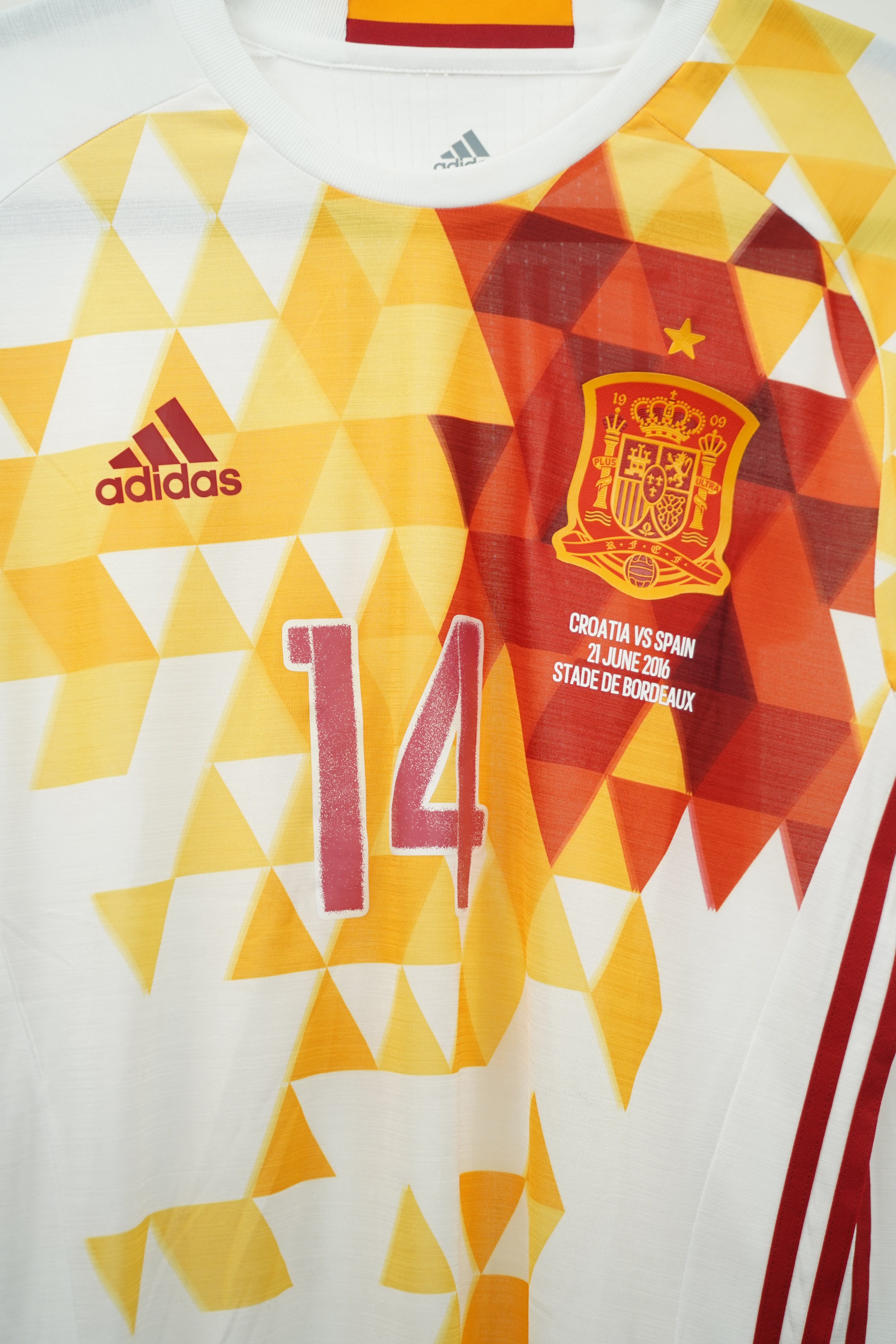 (Matchworn) Spain 2016 Away Thiago #14 - Size M