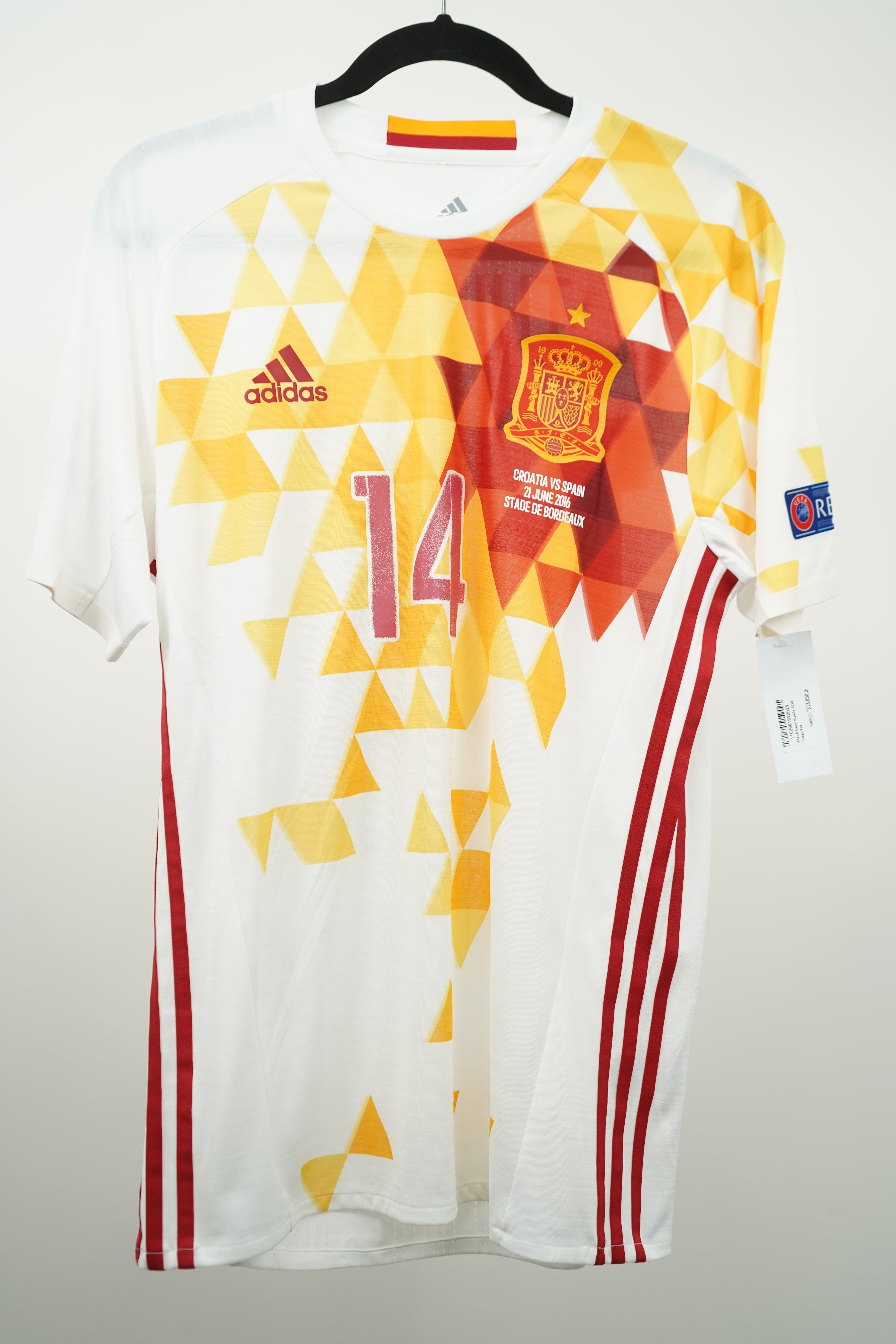 (Matchworn) Spain 2016 Away Thiago #14 - Size M