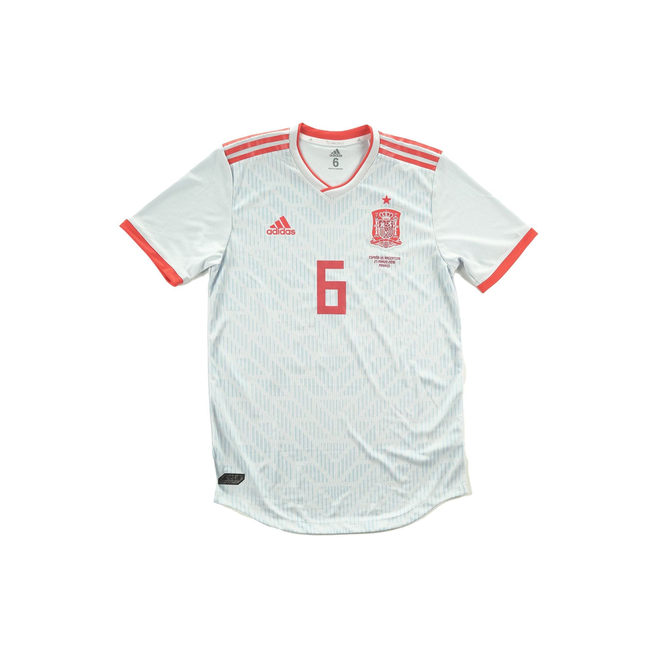 (Matchworn) Spain 2018 Away Andres Iniesta #6